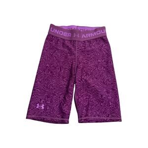 Under Armour fitted shorts purple long biker sz S flattering womens activewear